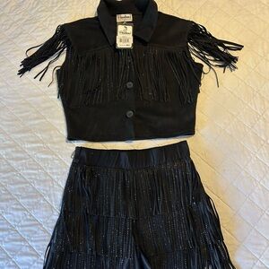 Black Fringe Two-Piece Set